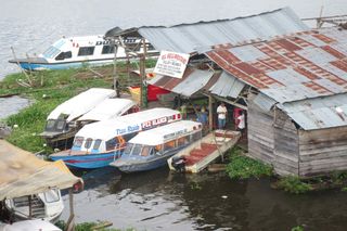 With no road links to major settlements beyond Iquitos, Peru, a lot of people travel by boat along the river.