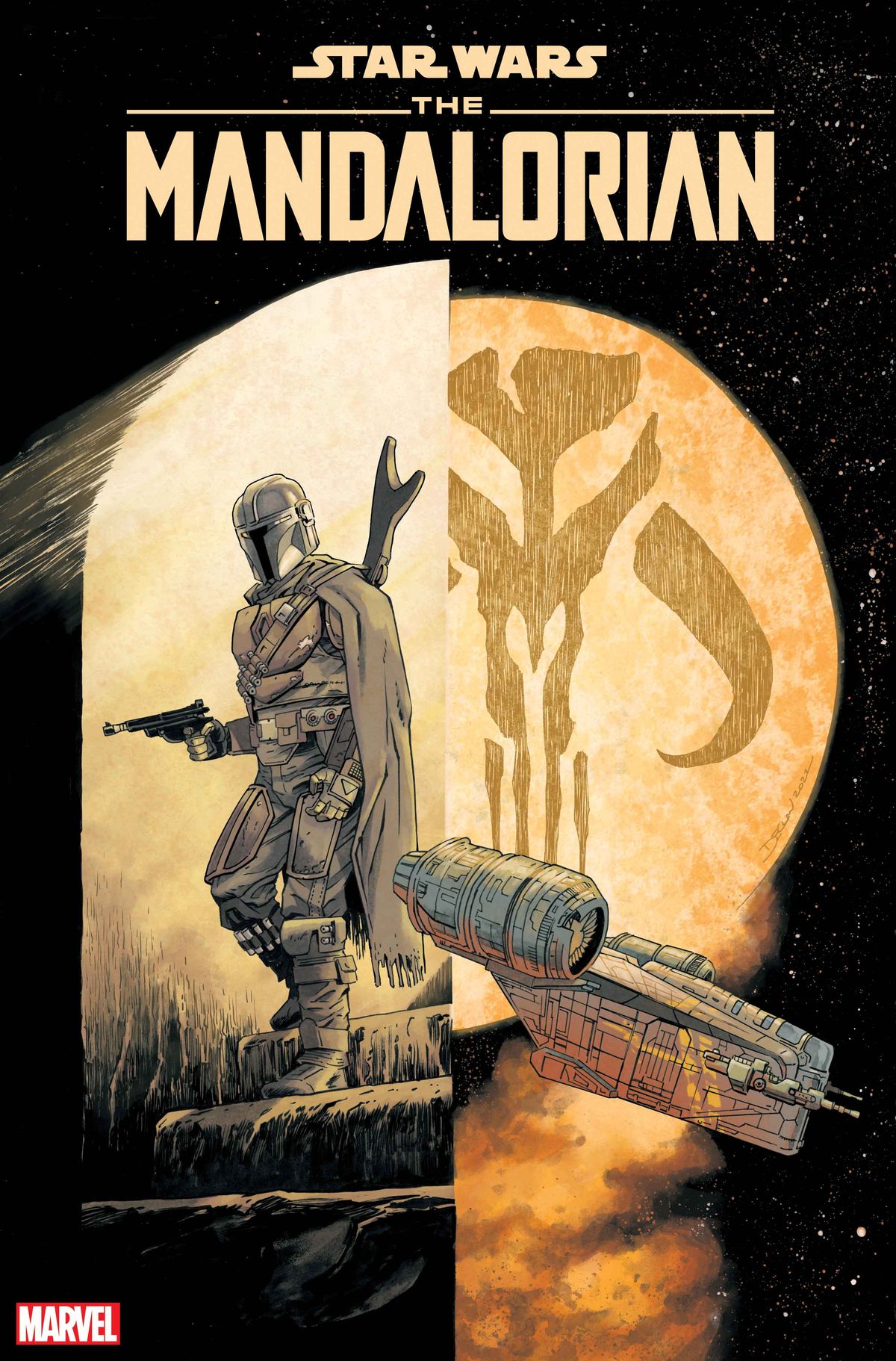 Star Wars: The Mandalorian #1 variant cover by Declan Shalvey
