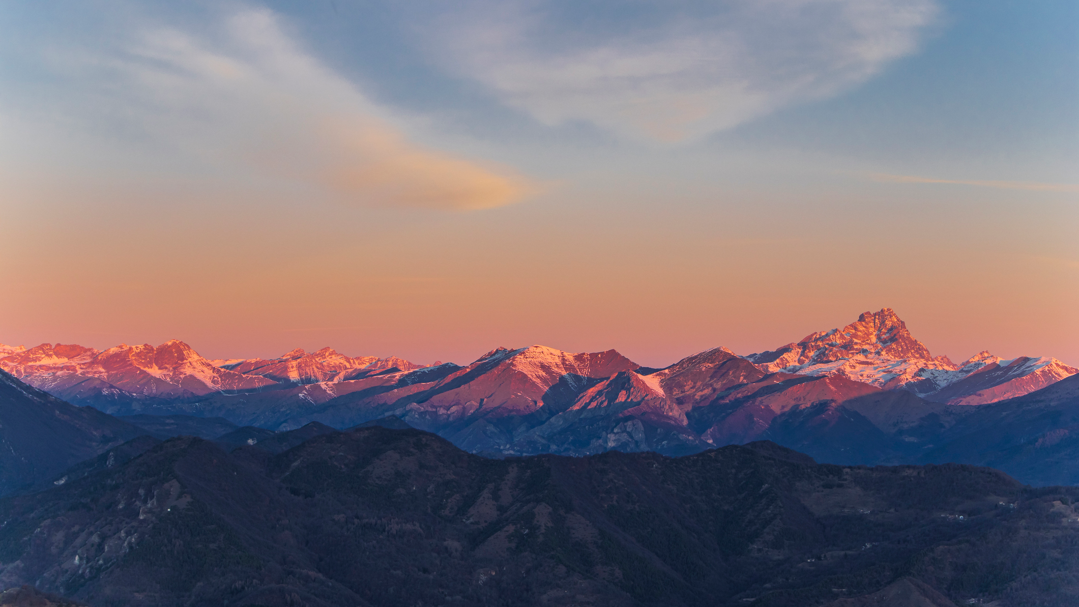 The Cottian Alps at sunset