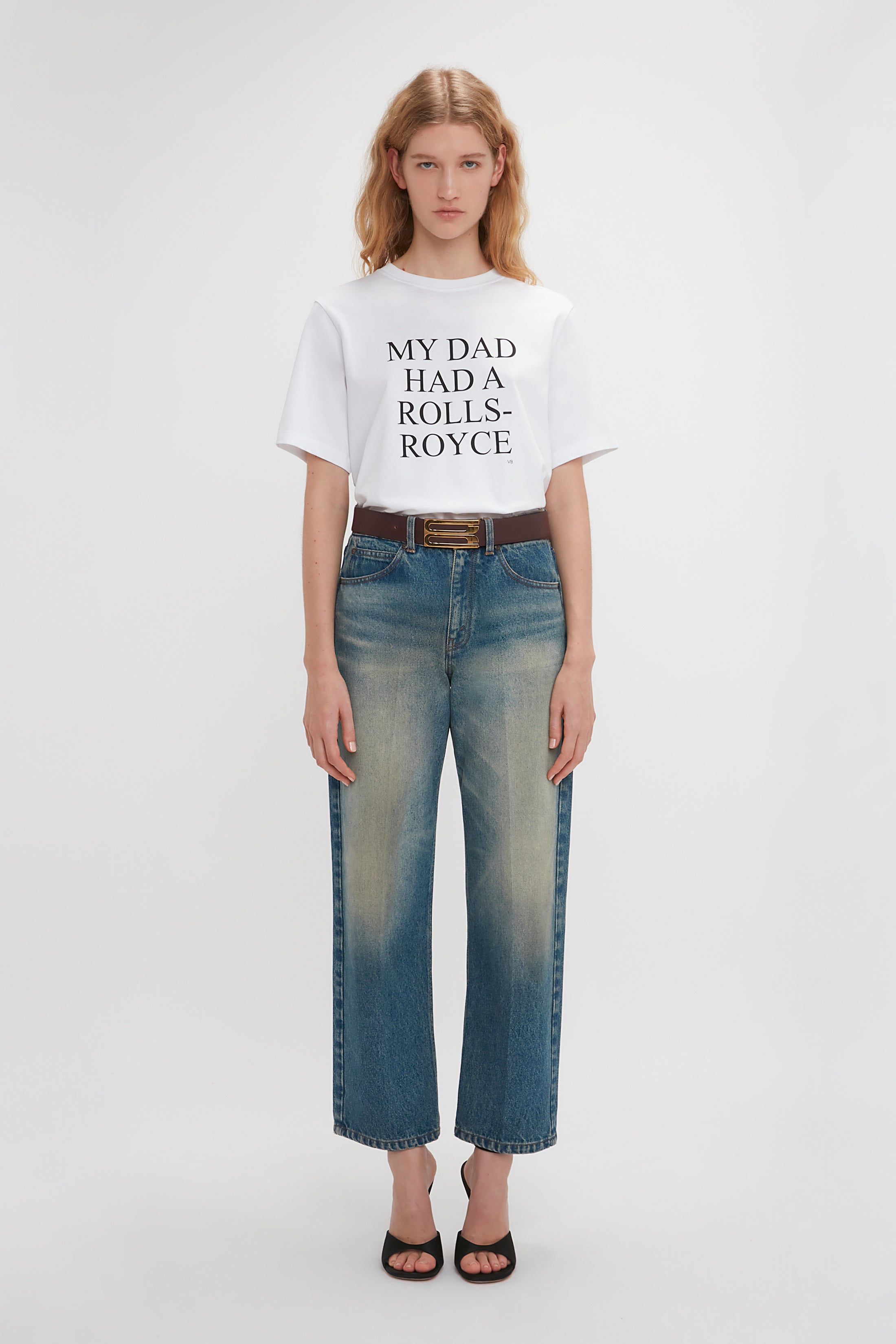 'my Dad Had a Rolls-Royce' Slogan T-Shirt in White - Xs
