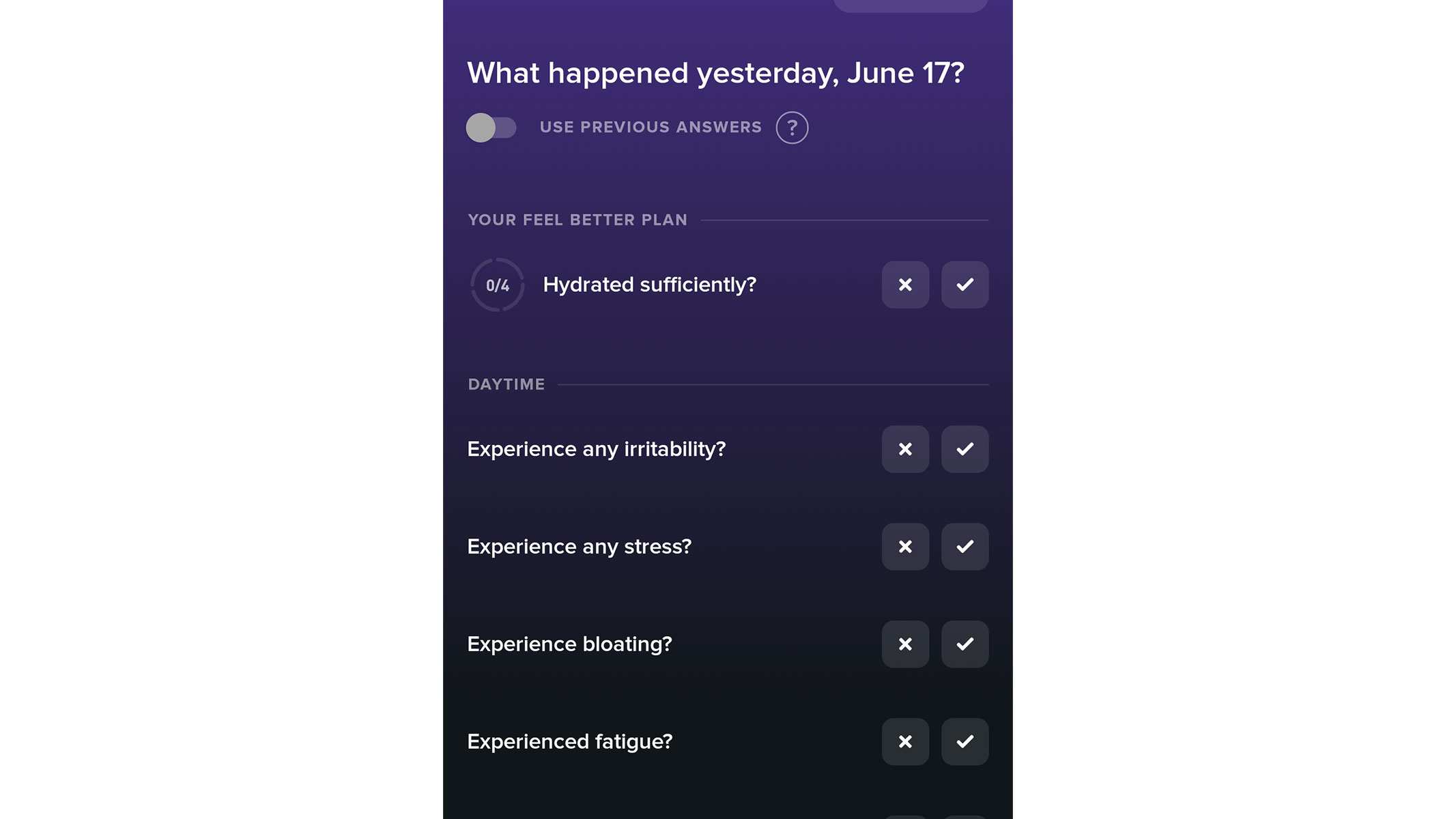 A screenshot of the Daily Journal from the Whoop app