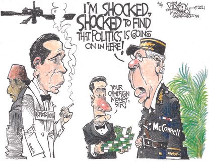 Political Cartoon U.S. mcconnell corporate donations casablanca