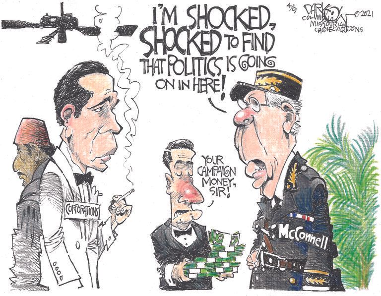 Political Cartoon U.S. mcconnell corporate donations casablanca