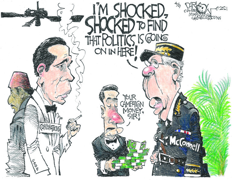 Political Cartoon U.S. mcconnell corporate donations casablanca