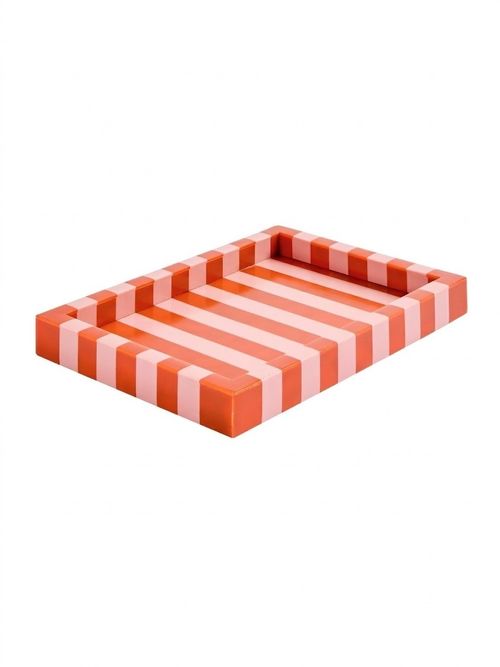 Brights Stripe Resin Trinket Tray - Pink & Red