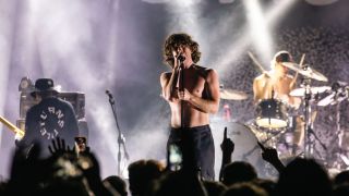 Brendan Yates of Turnstile band, performs during a Turnstile concert ahead of their appearance at Glastonbury 2025