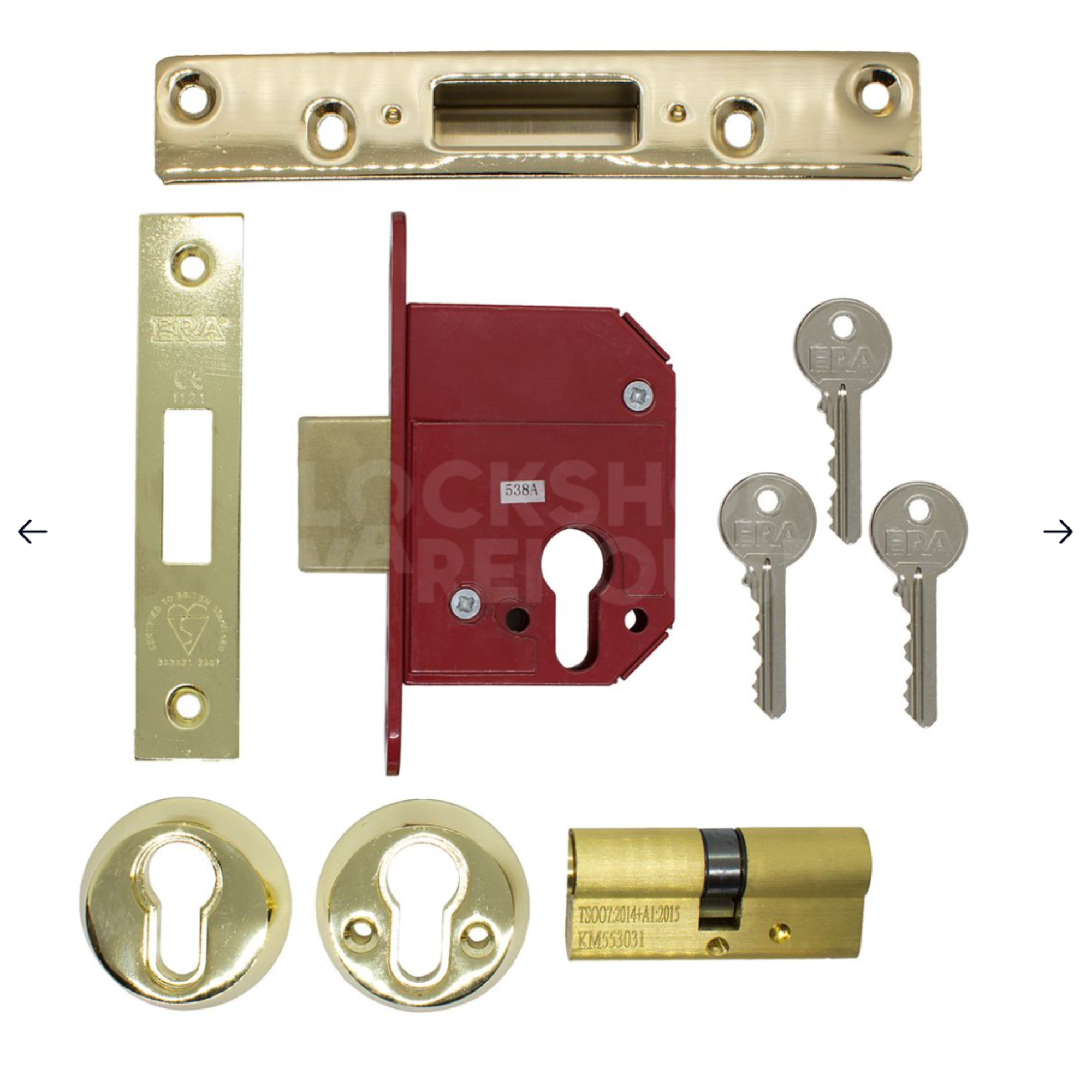 flatlay of front door lock 9 piece kit
