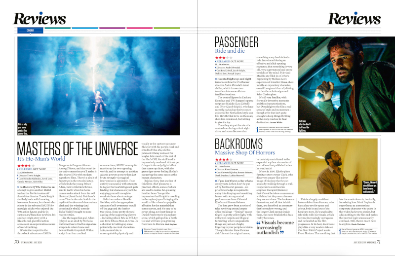 Two pages of film reviews.