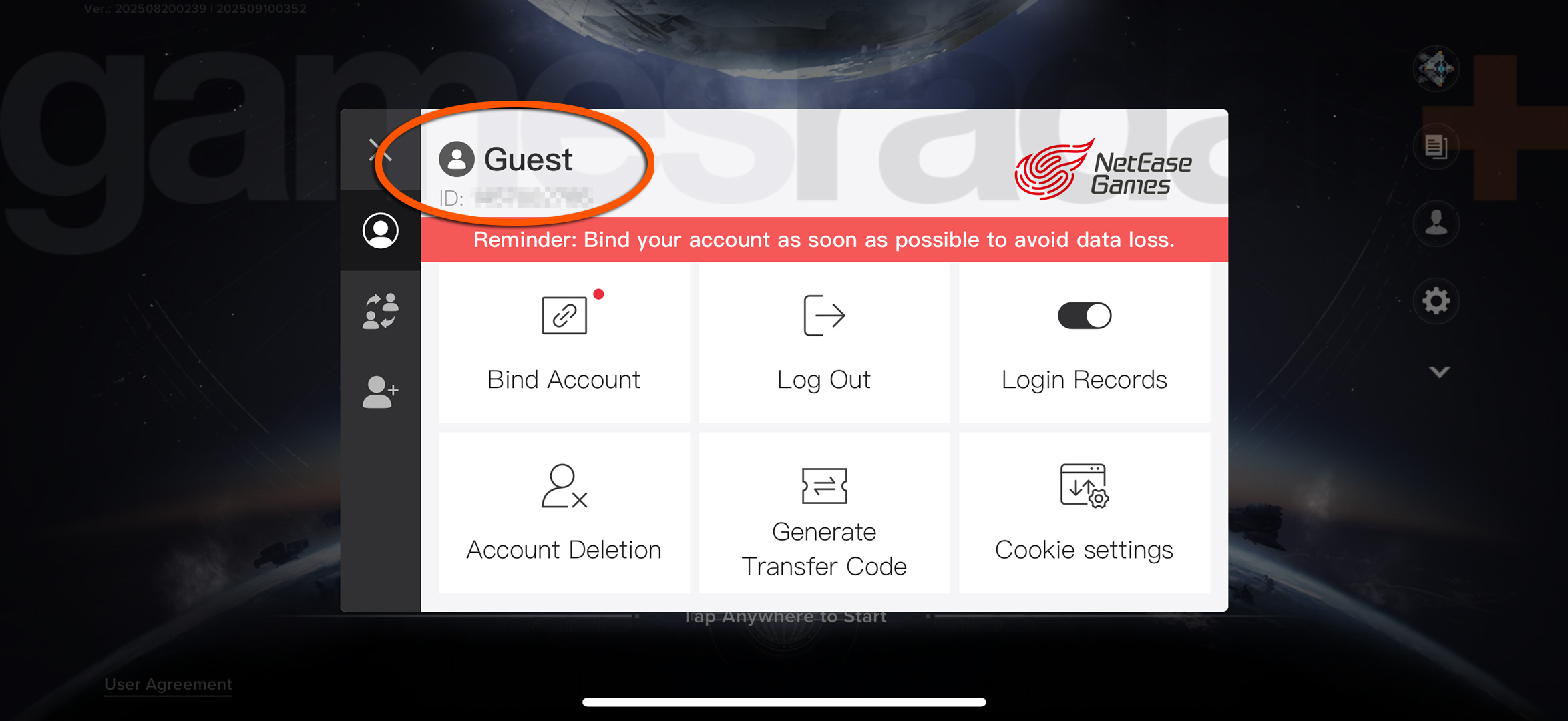 Logging in as a Guest is crucial to allow a Destiny Rising reroll