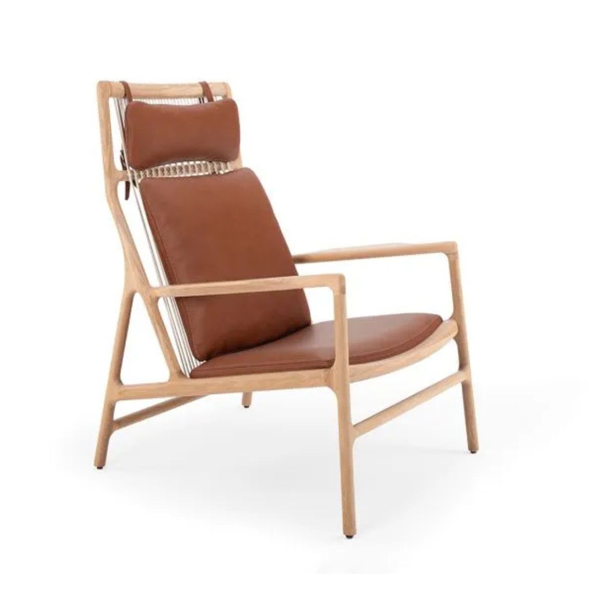 Leather and wood lounge chair