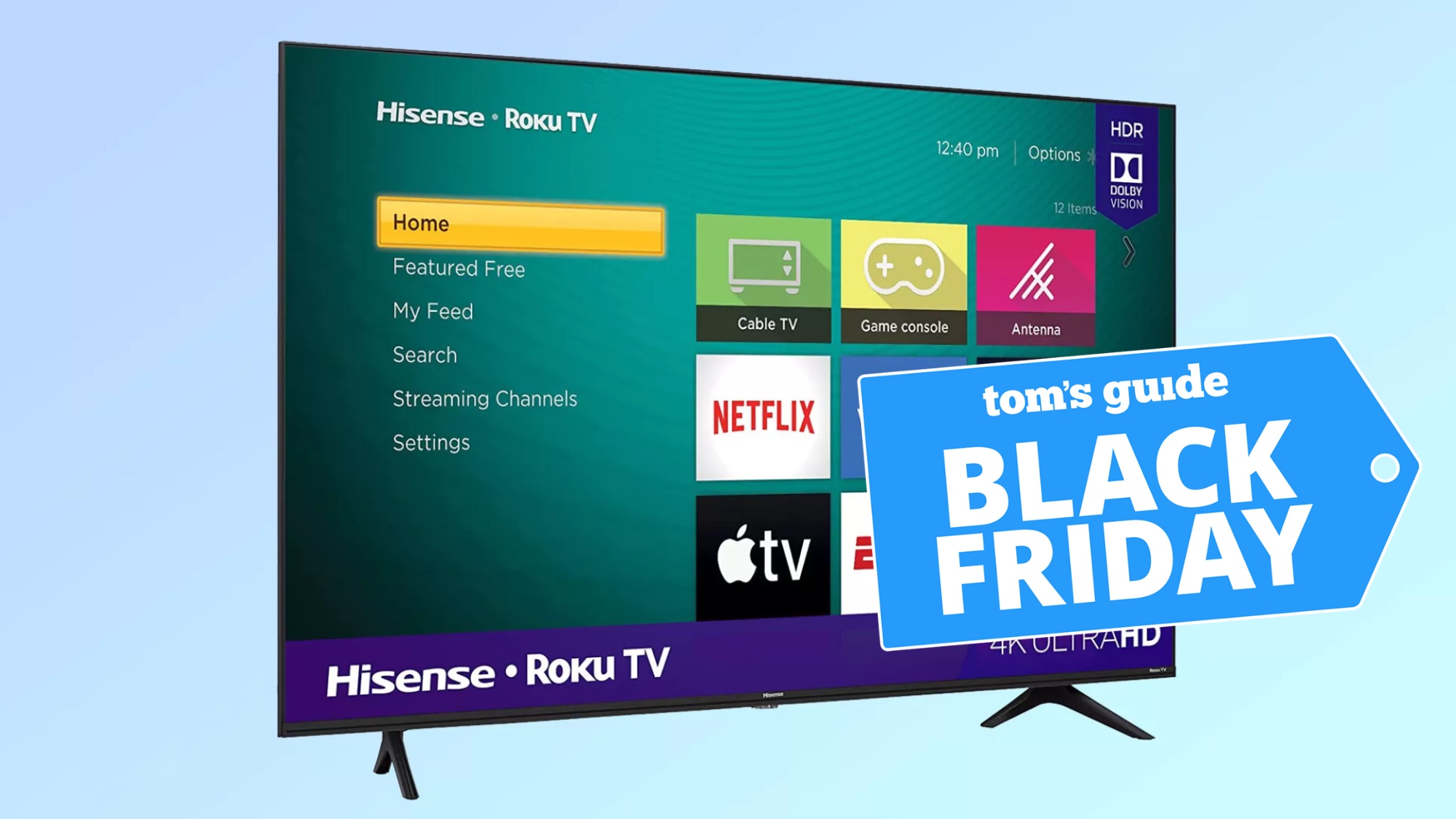 Televisor Hisense 4K con una etiqueta de oferta de Tom's Guide