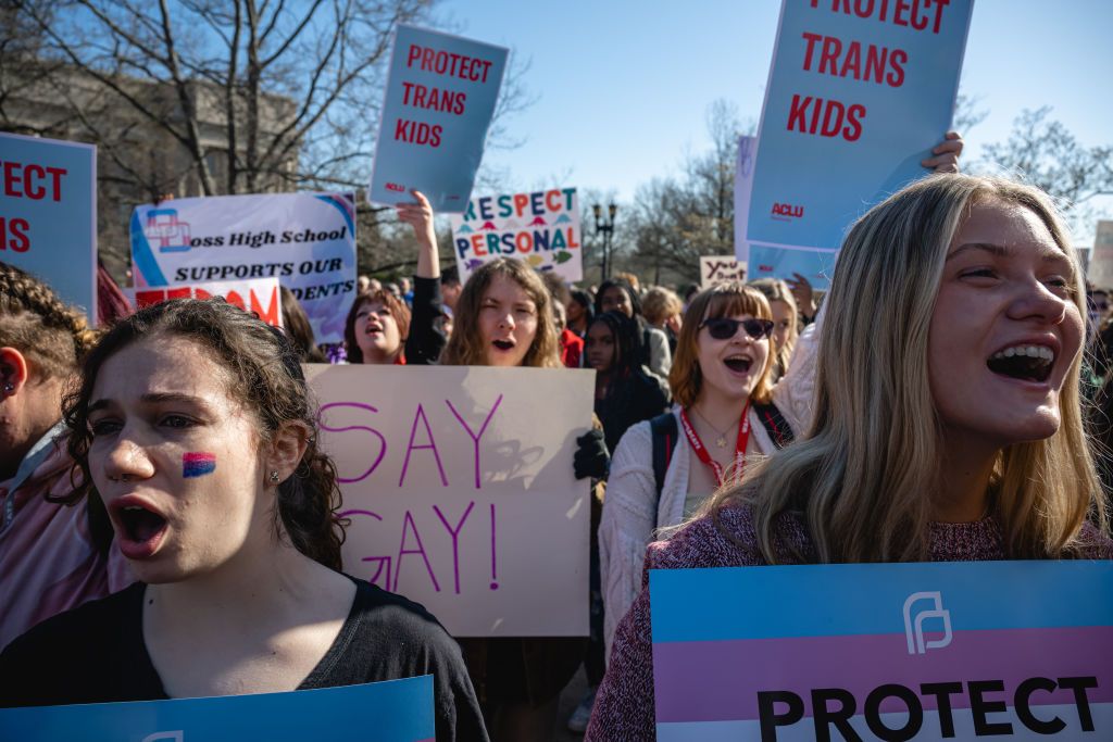 Protesters against an anti-trans bill in Kentucky. 