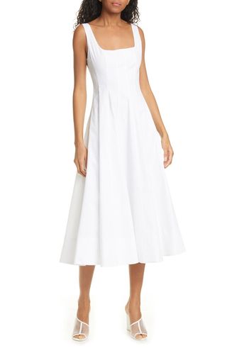 Wells Stretch Cotton Poplin Midi Fit 
Flare Dress