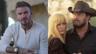 From left to right: David Beckham in his Netflix documentary and Kelly Reilly and Cole Hauser in Dutton Ranch. 