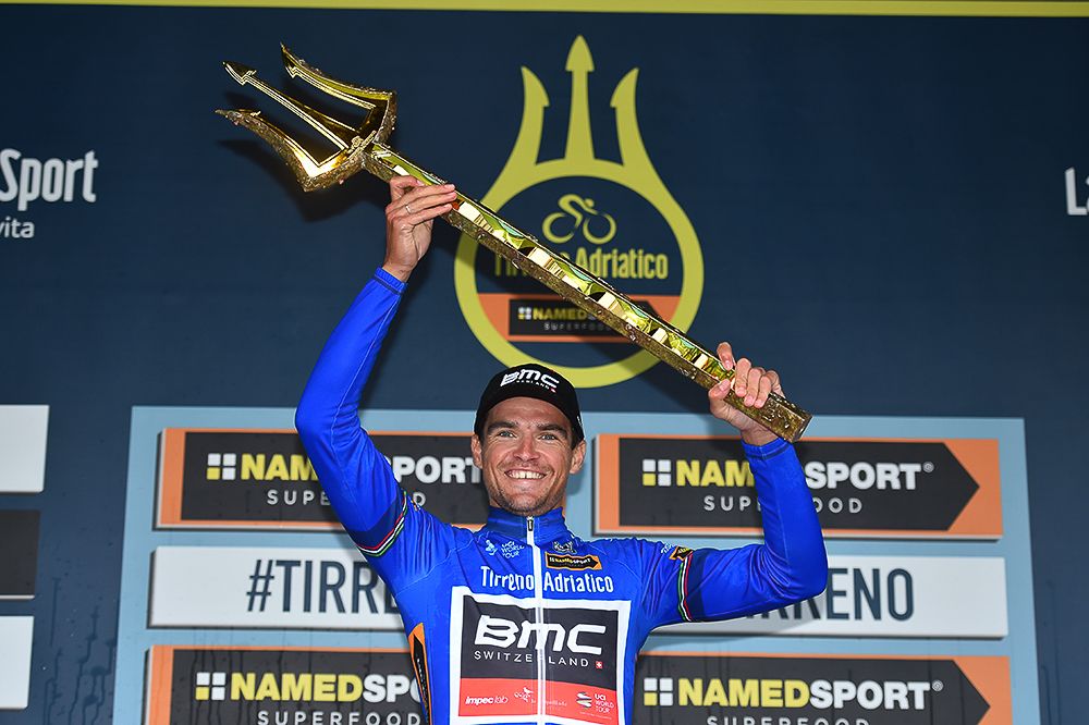 Greg Van Avermaet on the final Tirreno-Adriatico podium