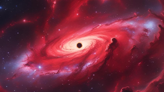 An illustration shows a direct collapse black hole forming at the heart of a Little Red Dot