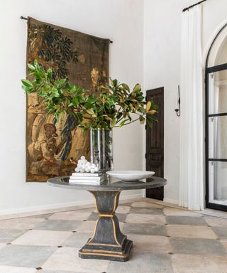 Classic entryway with circular table