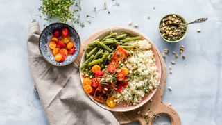 How to be more sustainable: a plate of plant-based food