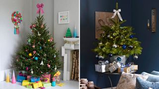 Compilation of two Christmas trees with ribbon bow Christmas tree topper ideas