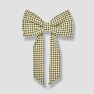 Botanical Green Gingham Linen Bow