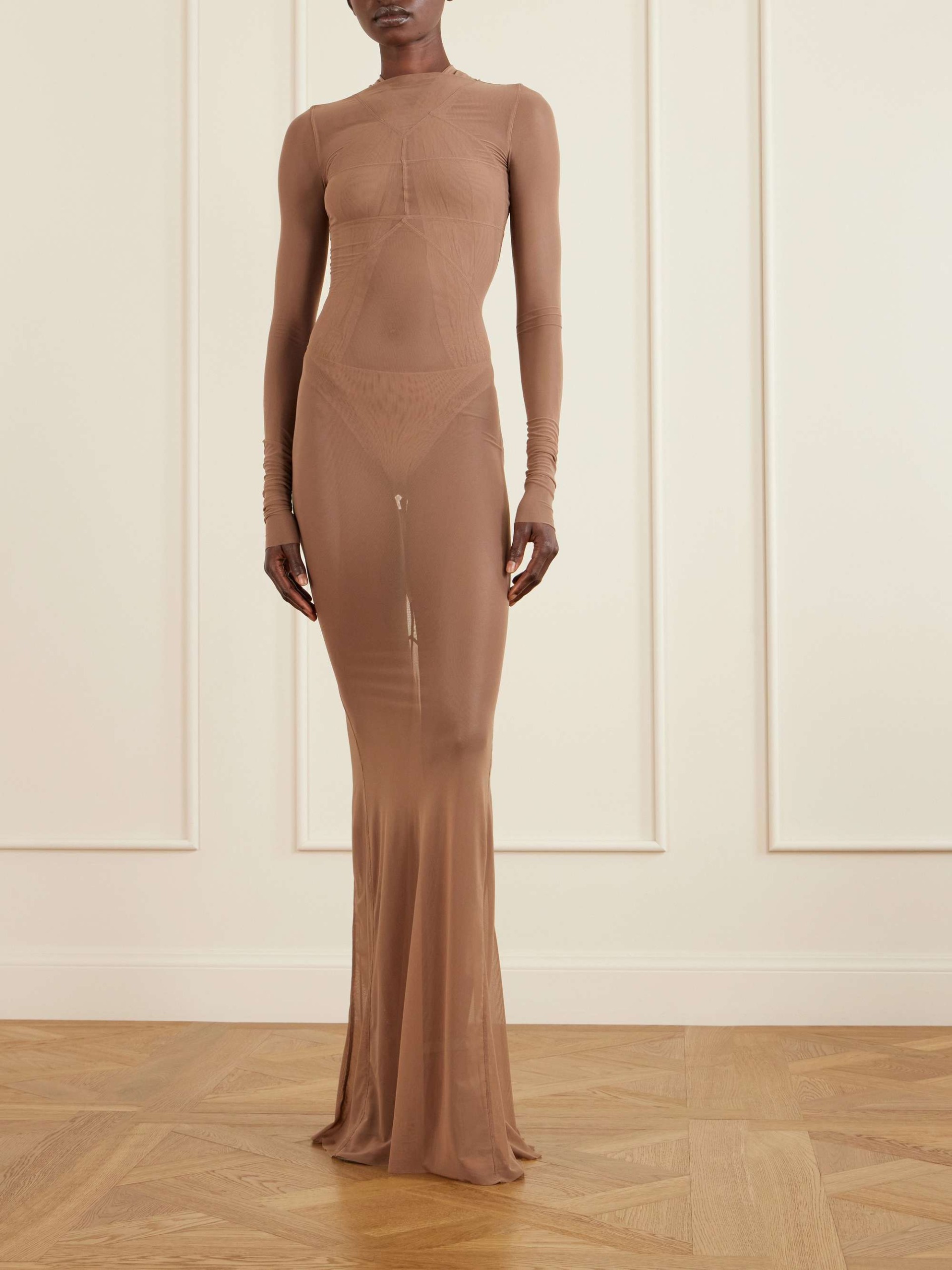 Temple Stretch-Mesh Gown