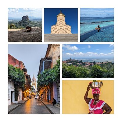 montage of countries that are great for traveling solo