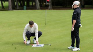 Nick Dougherty demonstrating a short game drill at Wentworth