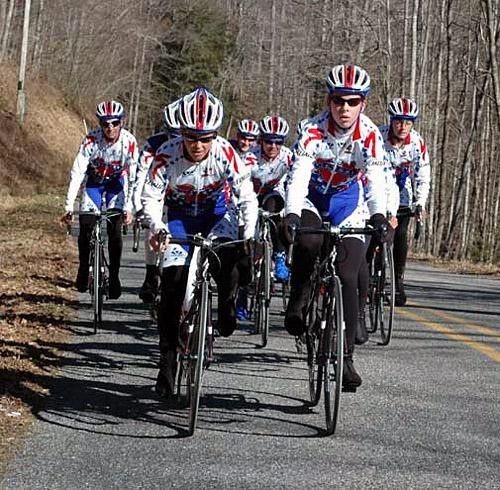 Riding tempo up some hills on day 3