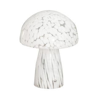 White Confetti Glass Mushroom Table Lamp