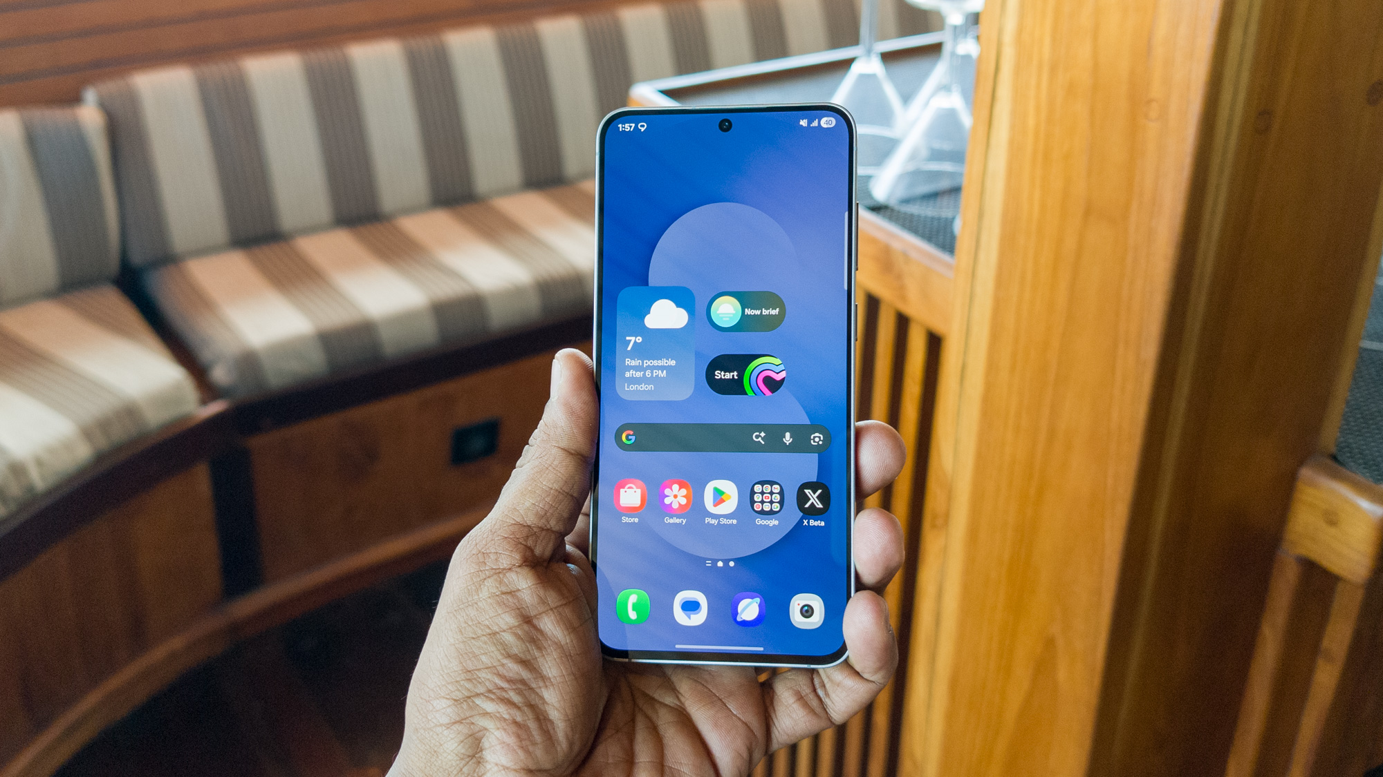 Samsung Galaxy S25 FE Blue in the hand