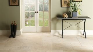 cream tumbled travertine stone flooring