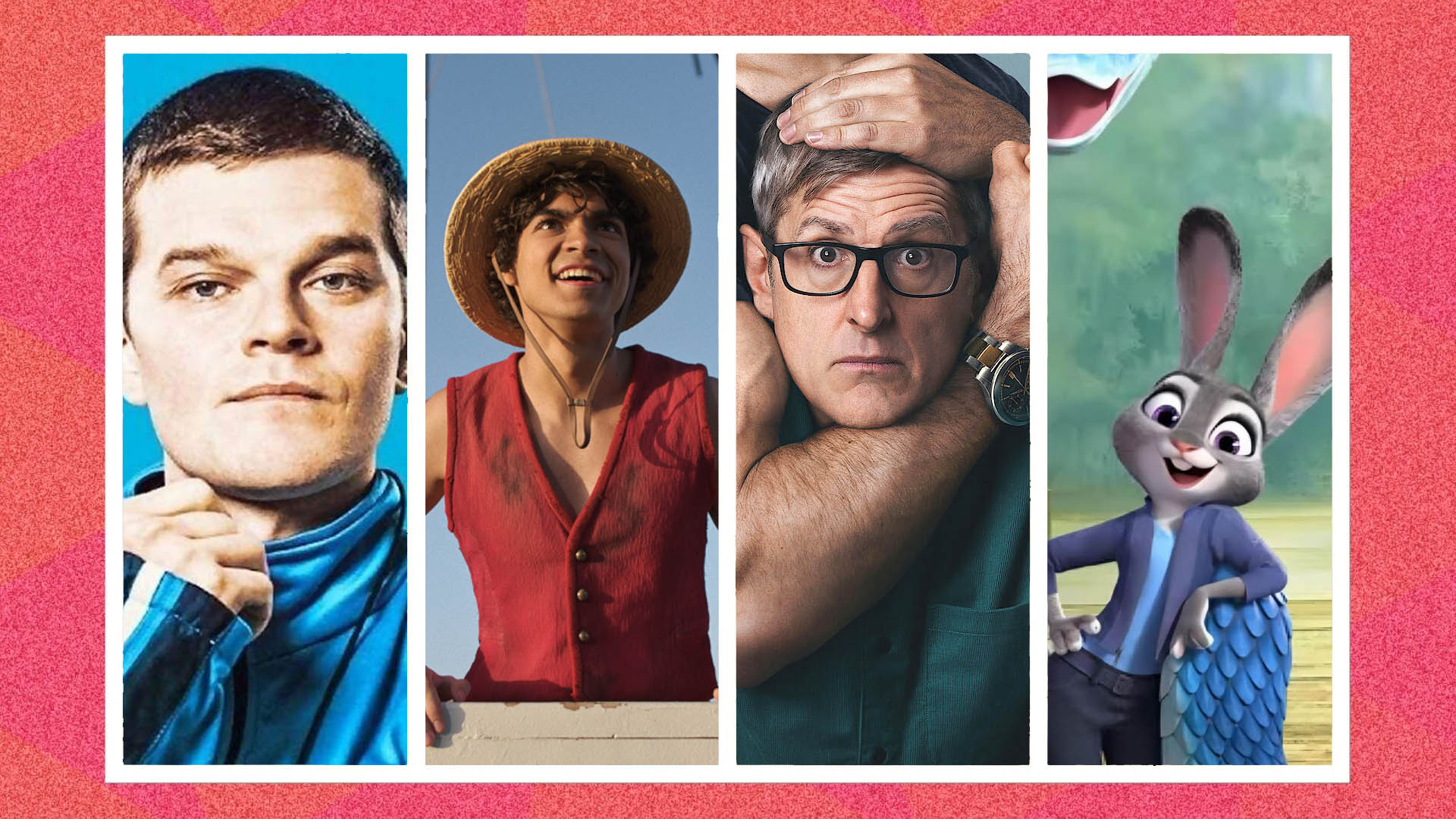 Four stills from movies and TV shows. 