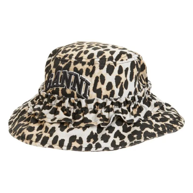 Ganni leopard print bucket hat cut out 