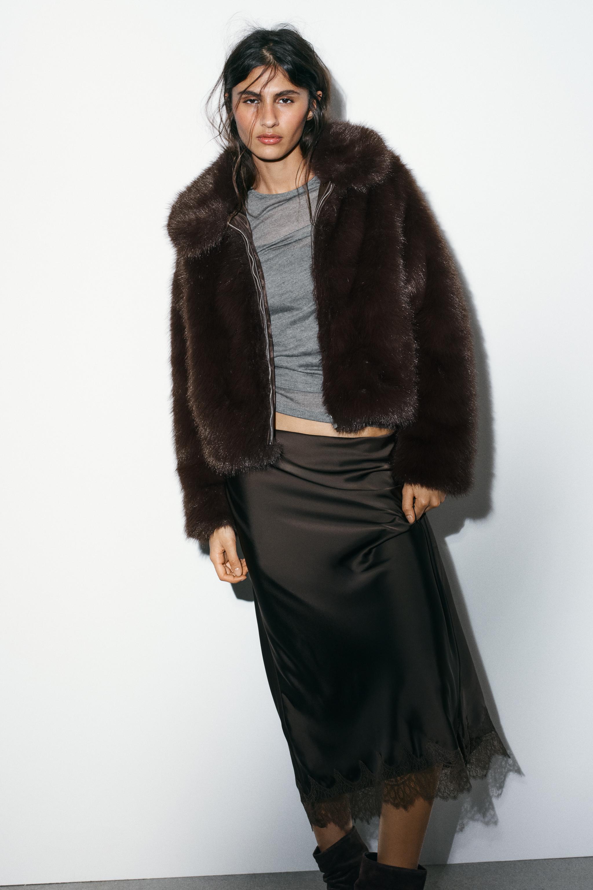 Lace Trim Satin Midi Skirt