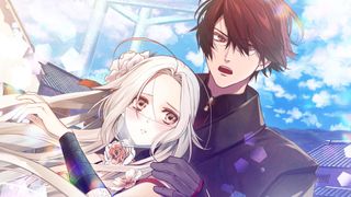 A screenshot of the hero and Akaza in one of the best dating sims, Olympia Soirée.