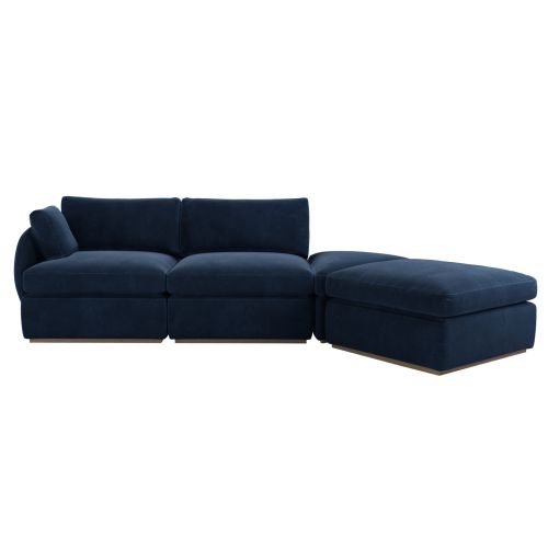 Ren LHF Chaise Modular Sofa in Harbour Aquaclean Clever Velvet