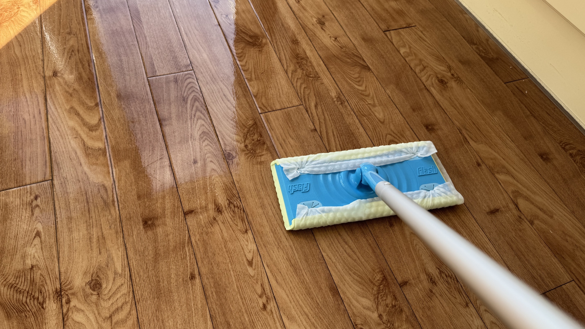 The Flash Speed Mop being used on wooden floors