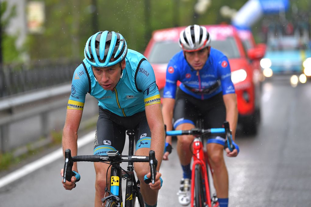 Jan Hirt and Giulio Ciccone in the late breakaway during stage 16 at the Giro