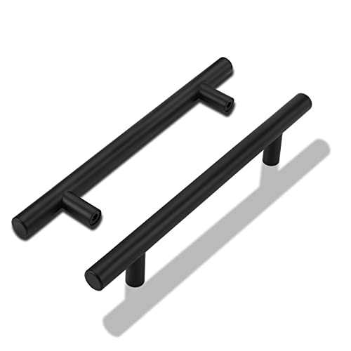 Lontan 20 Pack Kitchen Door Handles Hole Centers&amp;#65306;160mm&amp;#65288;6-5/16 Black Kitchen Cupboard Handles Black Cupboard Pulls Drawer Pulls for Cabinet Wardrobe Bathroom Stainless Steel