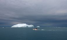 A fishing boat on Greenland's Jacobshavn Bay