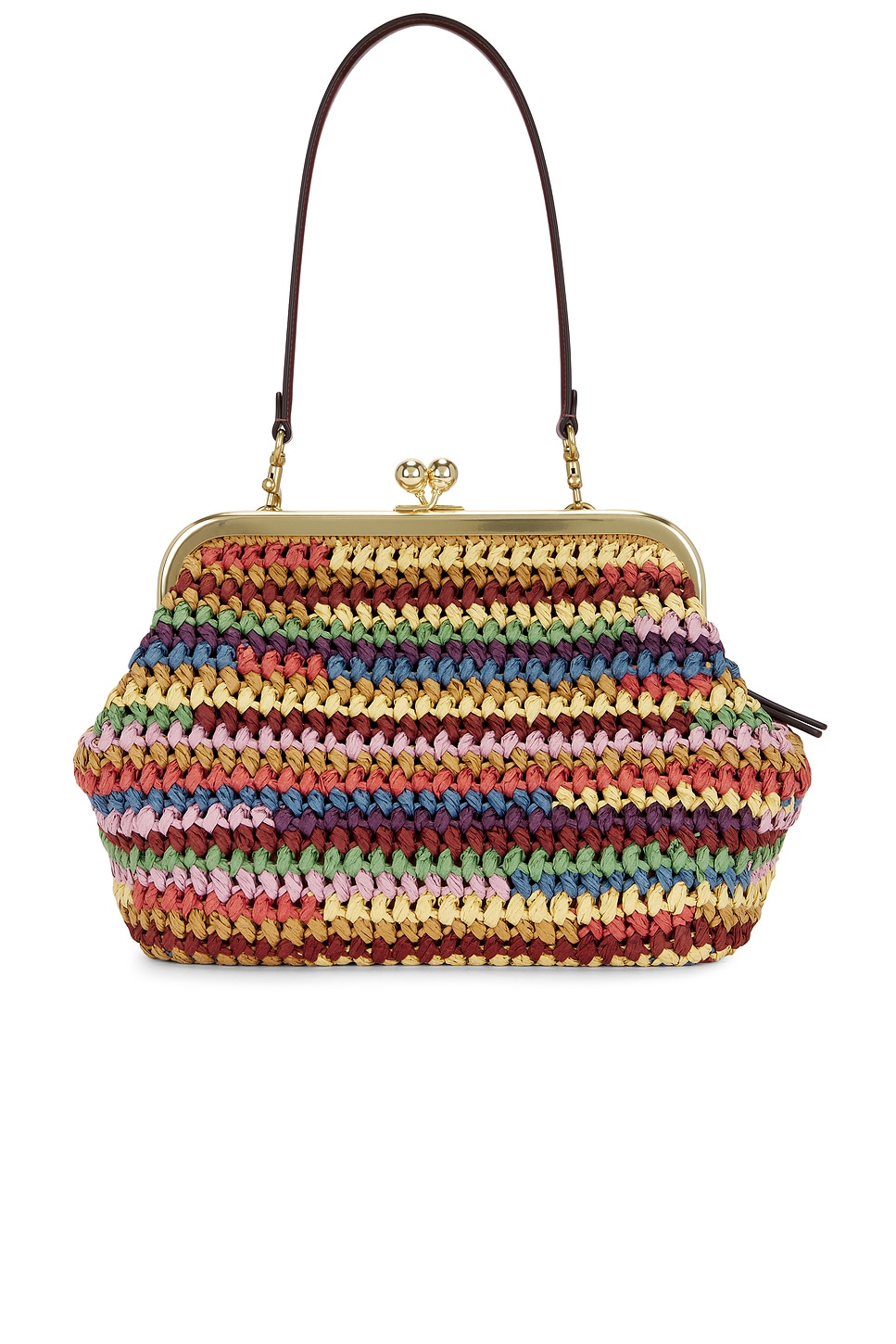 Large Weave Straw Kisslock 27 Frame Bag