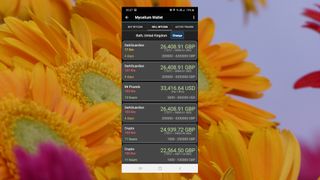 screenshot of the Mycelium cryptocurrency wallet