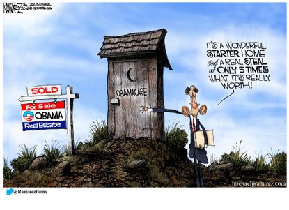Political cartoon U.S. Affordable Care Act Obamacare