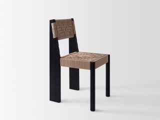 Wooden chair with woven seat