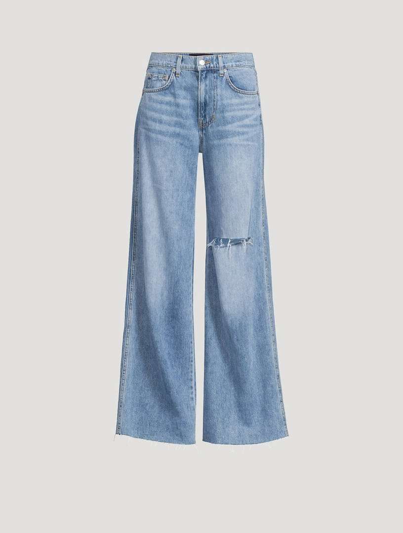 Kacey Mid-Rise Wide-Leg Raw Jeans