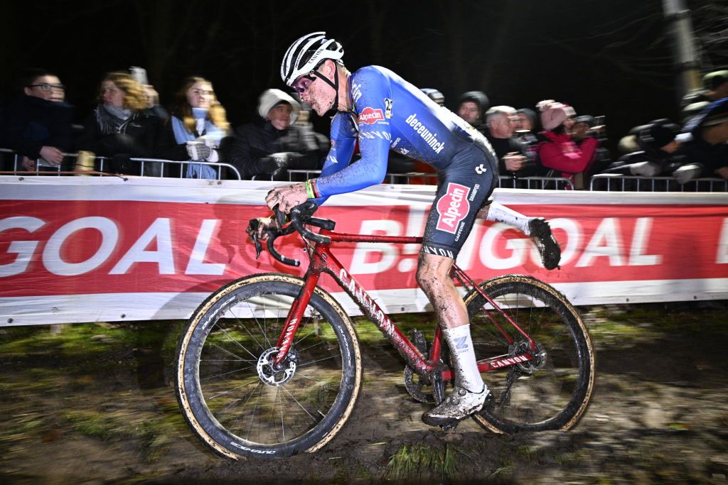 Dutch Mathieu Van Der Poel pictured in action during the men elite race of the Superprestige Diegem 6th stage out of 8 in the Superprestige cyclocross cycling competition in Diegem Wednesday 28 December 2022BELGA PHOTO JASPER JACOBS Photo by JASPER JACOBS BELGA MAG Belga via AFP Photo by JASPER JACOBSBELGA MAGAFP via Getty Images