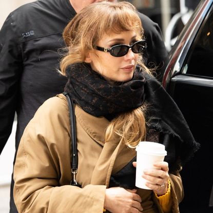Jennifer Lawrence wore a Dries Van Noten puffer jacket with The Row pants, a Phoebe Philo bag, and Ugg boots
