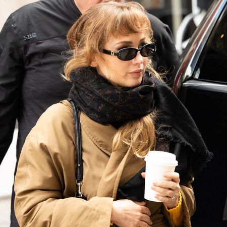 Jennifer Lawrence wore a Dries Van Noten puffer jacket with The Row pants, a Phoebe Philo bag, and Ugg boots