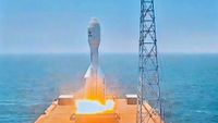 Orienspace's Gravity-1 rocket launches nine satellites to orbit from a ship at sea on July 21, 2026.