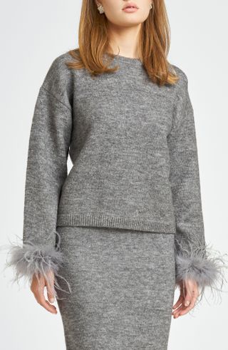 WAYF, Sadie Feather Trim Sweater